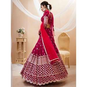 Fantastique vêtements de mariage en Georgette à paillettes rose vif Lehenga Choli - Product Image 3