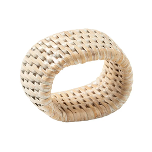 Handcrafted natural bamboo woven rattan napkin ring tied with jute <b>string</b>, available at wholesale prices. - Product Image 2
