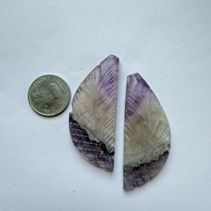 Par de Hojas de Amatista Natural TFH, Talladas a Mano, Piedra Preciosa de 173 Quilates, 55*24MM, para Joyería - Product Image 6