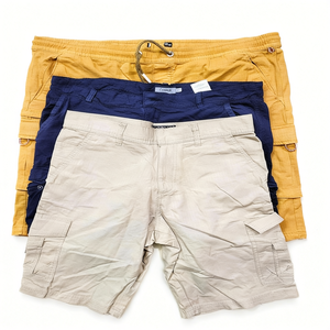 <b>Men's</b> 2XL 6-Pocket 100% Cotton Woven Solid Cargo <b>Shorts</b> Drawstring Closure Mid Waist Breathable Casual Branded Labels Plain Dyed - Product Image 3