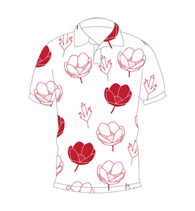 Polo à imprimé floral rouge, motif floral sur toute la surface, respirant, décontracté, sublimation, pour l'été - Product Image 4