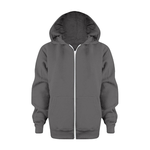 Sweat-shirt à capuche unisexe en polaire beige, fermeture éclair, avec poches, pour garçons et filles, coupe ample, pour enfants - Product Image 1