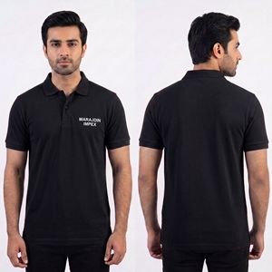 Polo brodé personnalisé avec logo, noir, pour homme, 100% coton piqué, uniforme de travail, fabricant en gros en Australie - Product Image 1