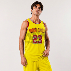 Maillot de basket jaune pour homme 23, débardeur en mesh sublimé, personnalisable avec le nom de l'équipe, vêtement de sport respirant pour adultes, toutes saisons - Product Image 2