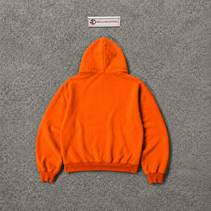 Sweat à capuche oversize délavé pour homme Orange, style streetwear avec imprimé circulaire, poche avant, coupe décontractée oversize, idéal pour l'automne - Product Image 6