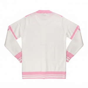 <b>Custom</b> Autumn Winter Sorority Sweater Greek Apparel White Pink V Neck Cardigan Breathable Stylish Knit Wear for Women - Product Image 2