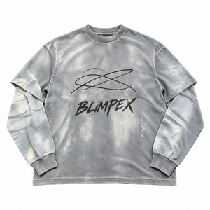 Sudadera Unisex Personalizada con Mangas en Capas, Estilo Oversize, Lavado Ácido, Gráfico Desgastado, Cuello Redondo de Felpa Francesa, OEM, Marca Privada - Product Image 1