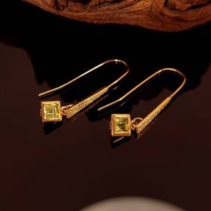 Pendientes Largos de Peridoto Verde Natural, Plata de Ley 925, Chapados en Oro de 18K, Sin Níquel, Joyería de Lujo para Compromiso y Boda para Mujer - Product Image 1