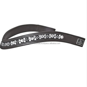 Suministro al por mayor de equipo ecuestre para caballos, banda para la frente de caballo de cuero negro inglés con cristales diminutos de colores, hotfix Bling - Product Image 6