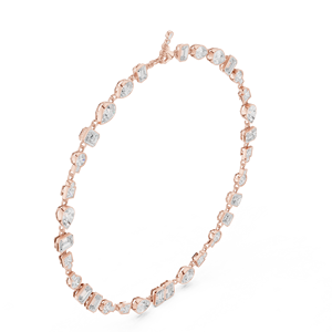 Collier station en or rose avec diamants de laboratoire de formes variées pour femme |   Élégant cadeau de bijoux fins pour mariage - Product Image 2