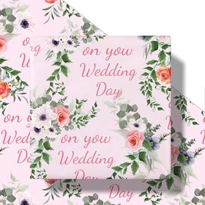 Elegante Rotolo di Carta da Regalo con Design Floreale per Matrimoni, Confezione Romantica per il Giorno Speciale del Vostro Matrimonio, Set per Coppie - Product Image 2