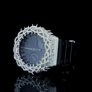 Montre de luxe pour homme style G-Shock avec bracelet en acier inoxydable effet diamant, étanche, résistante aux chocs, numérique, sportive - Product Image 2