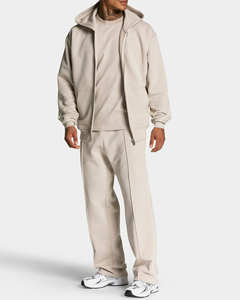 Survêtements pour hommes à logo personnalisé, best-sellers, veste blanche zippée et pantalon avec passepoil, ensemble deux pièces, vêtements de sport respirants, ensembles de survêtements pour hommes - Product Image 1