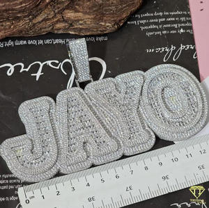 Hip Hop " 4K " Pendant Necklace Moissanite Diamond <b>Iced</b> Out Cuban Link <b>Chain</b> Jewelry - Product Image 3