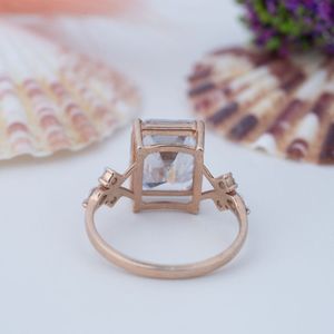 Stylish Three Stones <b>Emerald</b> Cut 925 Sterling <b>Silver</b> Moissanite <b>Ring</b> Women Gift Wedding Engagement Party Fashion Rose Gold - Product Image 4