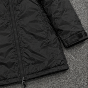 Unisex <b>Long</b> <b>Hooded</b> <b>Puffer</b> <b>Jacket</b> Canvas Shell Nylon Windproof Standard Polyester Winter Coat Casual Zipper Closure Solid Black - Product Image 4