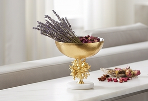 Bol décoratif en métal doré de luxe, artisanal, pièce maîtresse pour une table à manger élégante, salon, cuisine et décoration intérieure - Product Image 5
