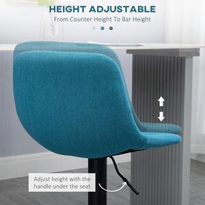 Set di 4 Sgabelli da Bar Regolabili Blu Girevoli per Cucina e Casa con Schienale Imbottito - Product Image 5