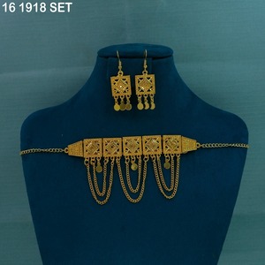 Conjunto de Collar Choker Árabe, Joyería de Oriente Medio, Collar de Oro de Dubái, Collar Árabe Chapado en Oro, Conjunto Árabe Tradicional - Product Image 1