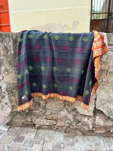 Traditional Indian Vintage Block Printed Cotton Kantha Reversible <b>Quilt</b> Handmade <b>Bedspread</b> Home Décor - Product Image 2