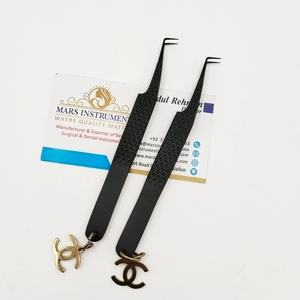 Pince à épiler tendance pour extensions de cils en acier inoxydable noir plasma, pince solide - Product Image 1