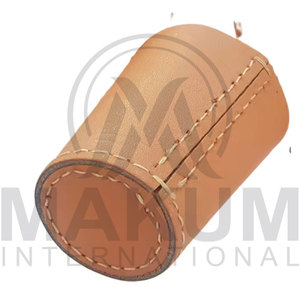 Classic Luxury Handmade High Quality Square Leather & PU <b>Dice</b> Cup Brown for Family Game and Casino Use - Product Image 3