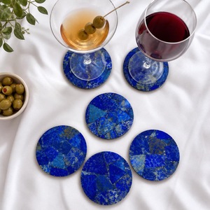 High Quality Eco-Friendly Modern Resin Oval Mats Pads <b>Green</b> Gold Leaf Design 400mm Diameter 5mm Thick Stocked Home Wedding Cafe - Product Image 2