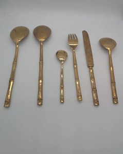 Couverts classiques en laiton et métal pour la maison et la cuisine, vaisselle de table de haute qualité, kits de fournitures jetables pour les fêtes - Product Image 2