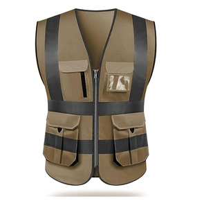 Chaleco de Seguridad Reflectante de Alta Visibilidad, Chaleco de Trabajo Multibolsillos con Tiras Reflectantes, Poliéster, Unisex, Uniforme de Guardia de Seguridad - Product Image 4