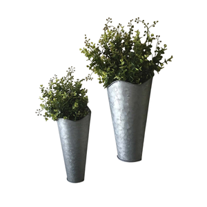 Ensemble de 2 jardinières murales en métal galvanisé, style rustique, style ferme, pots suspendus, décoration de jardin, pots à plantes vintage en zinc - Product Image 3