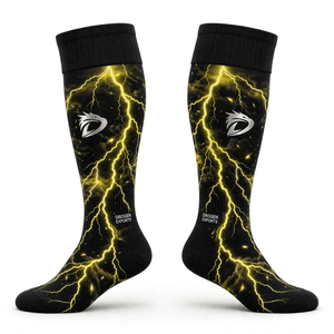 Chaussettes de compression antibactériennes en gros, mélange polyester/spandex, antidérapantes, longues, hauteur genou, rayées, pour le football - Product Image 1
