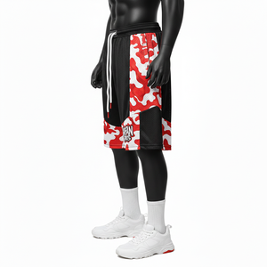 Men Athletic Polyester <b>Mesh</b> Shorts 180 GSM Lightweight Breathable Fabric Black Red Camo Panels Custom Workout <b>Mesh</b> men's shorts - Product Image 3