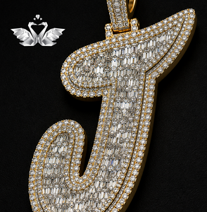 Colgante Personalizado con Letra J, Plata de Ley 925, Moissanita VVS, Joyería Hip Hop - Product Image 2