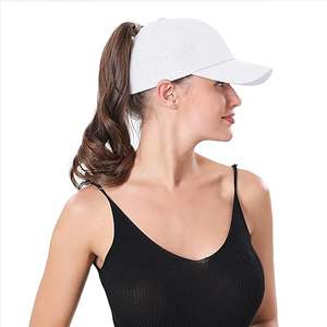 Casquette de baseball unisexe réglable à 5 panneaux en tissu maillé à séchage rapide, en jersey Oxford, avec décoration nœud et style chignon désordonné haut - Product Image 3