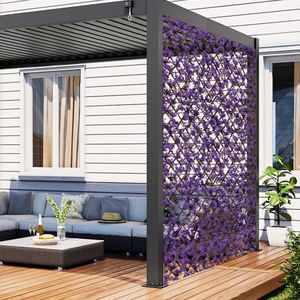 Real Willow Frame Decorative Faux Purple Eucalyptus Fencing <b>Panel</b> <b>Screen</b> & Room Divider for Balcony Patio - Product Image 1