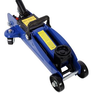 Martinetto idraulico a carrello in acciaio blu da 1,5 tonnellate a basso profilo per auto, con intervallo di sollevamento da 5 a 11,8 pollici - Product Image 3