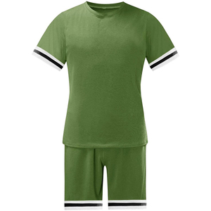 Latest Summer <b>Set</b> Fashion Men's Casual Wear Custom Logo and Size Short <b>Sets</b> Elastic Waist T-shirt And Shorts Solid Color Printed - Product Image 6