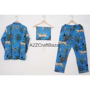 Conjunto de Pijamas Florales para Mujer, 100% Algodón, para Todas las Temporadas, con Cuello Camisero, Mangas Largas, Cintura Elástica, Transpirable y Suave - Product Image 4