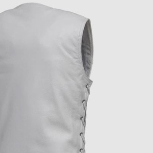 Top Trendy Premium <b>Men's</b> PU <b>Leather</b> <b>Vest</b> V-Neck Single Breasted Button Closure Moto Style Outerwear Autumn Wear - Product Image 3