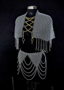 Antique Modern Chainmail Harness <b>Top</b> Skirt Set Steel Ring Armor for Cosplay Weddings & Fantasy Events - Product Image 3