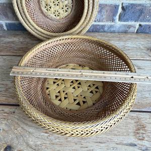 Lot de 4 paniers gigognes vintage en bambou et rotin tressés, faits à la main, plateaux de rangement peu profonds, fournisseur en gros du Vietnam - Product Image 6