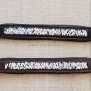 Correa de cuero genuino para cejas de caballo, cuero genuino en forma recta plana, completamente cosido con cristal de diseño hotfix - Product Image 1