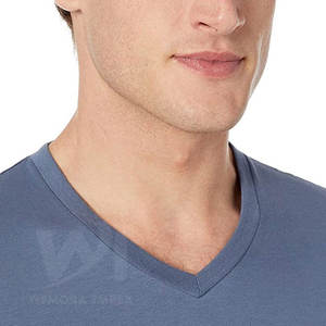 T-shirt col V 100% coton uni pour homme, confortable, grande taille, coupe ample, vêtements décontractés pour homme, prix bas. - Product Image 5