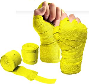 Vendas para manos estilo mexicano de 3m, guantes para boxeo, MMA, Muay Thai, kickboxing, vendas de entrenamiento, color amarillo claro - Product Image 1