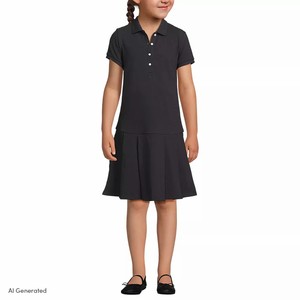 Uniforme escolar negro plisado de manga corta para niñas - Product Image 2