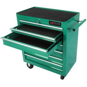 7-<b>Drawer</b> Green Multifunctional Tool Cart with Wheels Practical <b>Storage</b> Solution - Product Image 6