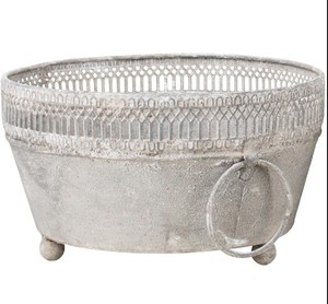Macetas de Jardín Redondas de Metal Galvanizado, Hechas a Mano, con Acabado Blanco, de Tamaño Personalizado, para Uso en Exteriores - Product Image 1