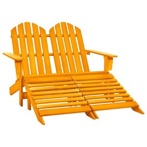 Sedia da giardino Adirondack a 2 posti e ottomana in legno di abete arancione resistente mobili da esterno - Product Image 1