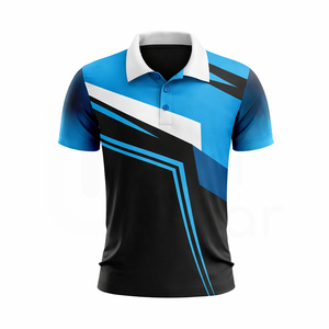 <b>Men's</b> Sporty Knitted Polyester Short Sleeve <b>Polo</b> <b>Shirt</b> Quick Dry Geometric Color Blocked Design Blue <b>Black</b> White - Product Image 1