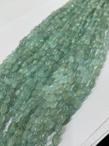 Cuentas de piedra ovalada de aguamarina natural para la fabricación de joyas - Product Image 6